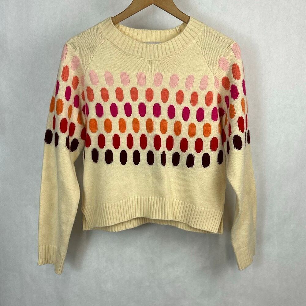Cream & Multicolor Dot Sweater Womens Sz 6 Small Harkel UK Knit
